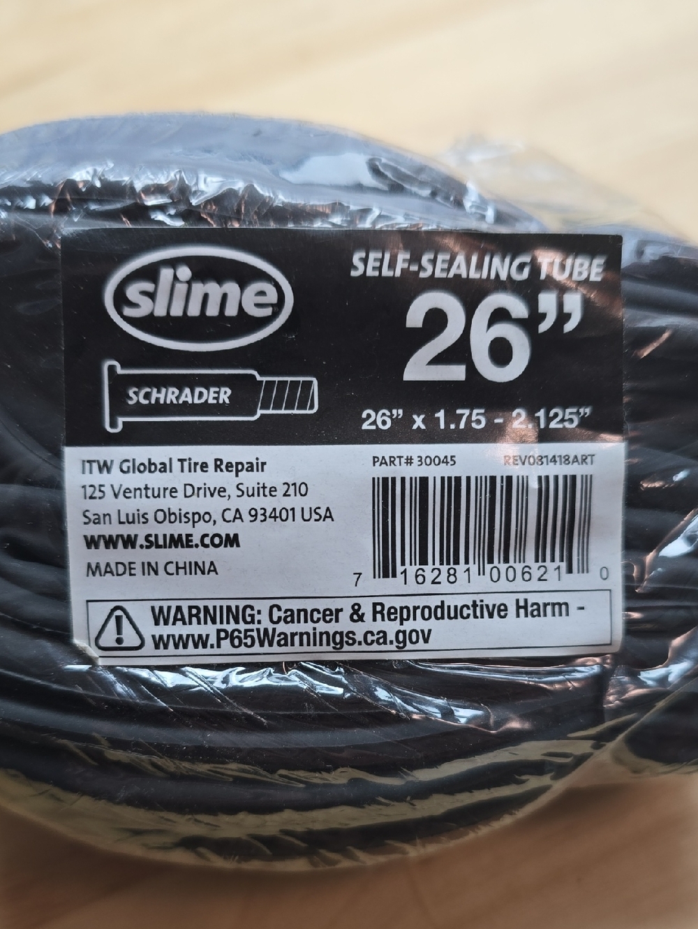 NIB Slime 26" Self-Sealing Bicycle Tube - Black